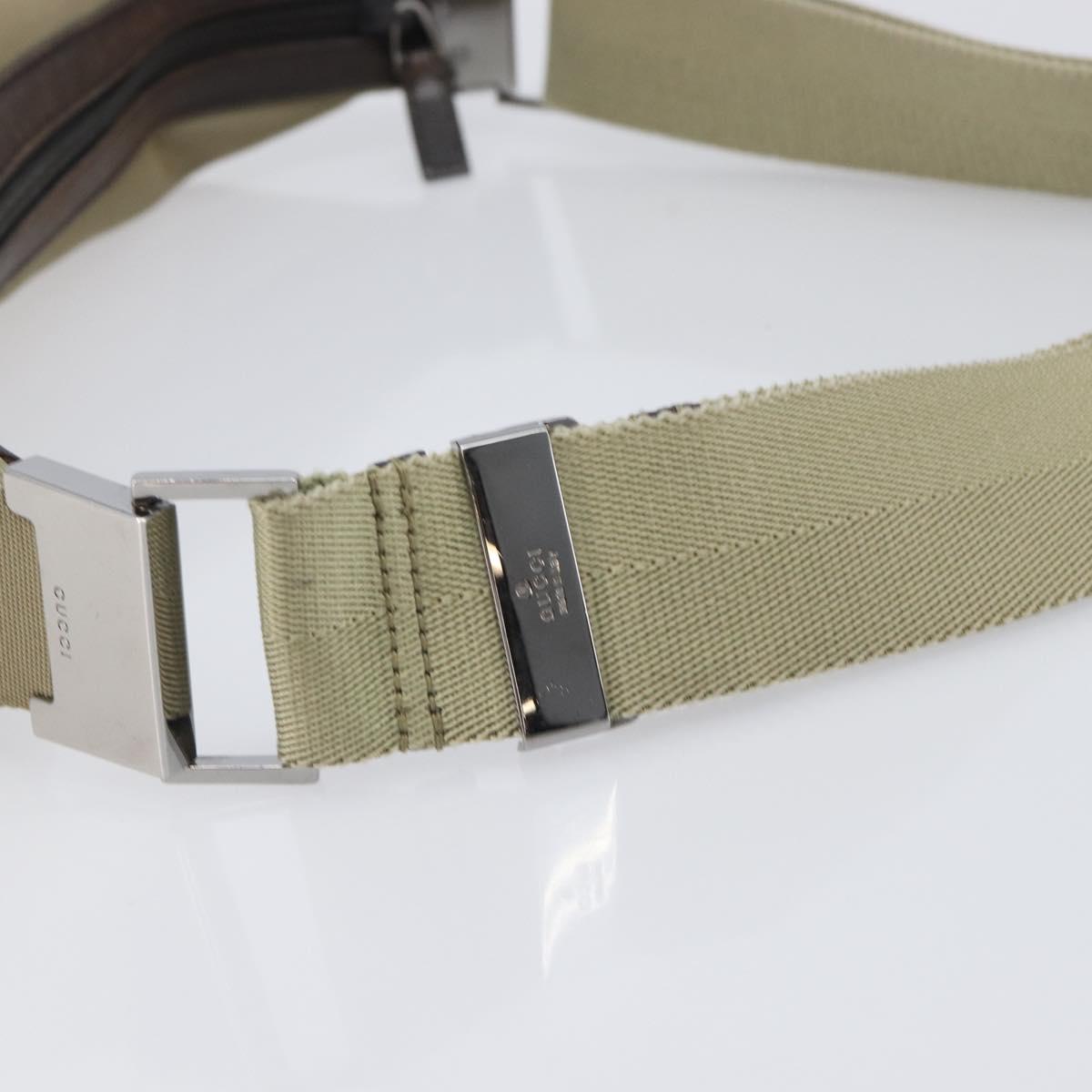 GUCCI Shoulder Bag Canvas Beige Silver 35098 Auth ti4050