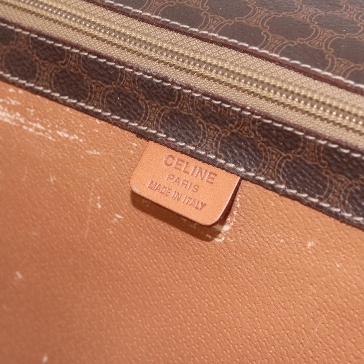 CELINE Macadam Business Bag PVC Brown Gold Tone Auth ti4052