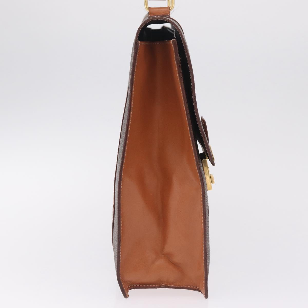 CELINE Macadam Business Bag PVC Brown Gold Tone Auth ti4052