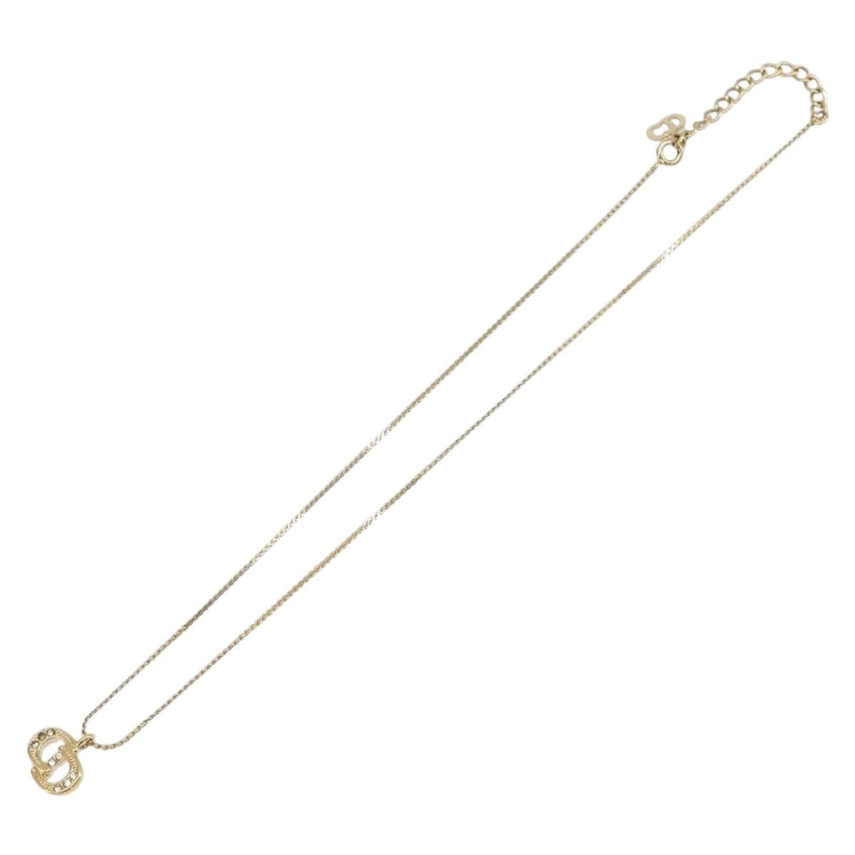 Christian Dior Necklace Metal Gold Tone Auth ti4057