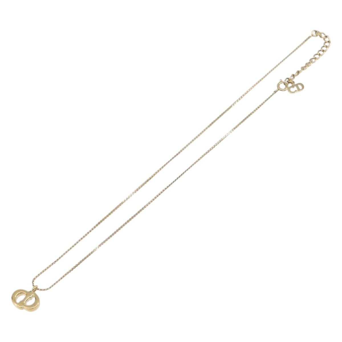 Christian Dior Necklace Metal Gold Tone Auth ti4057