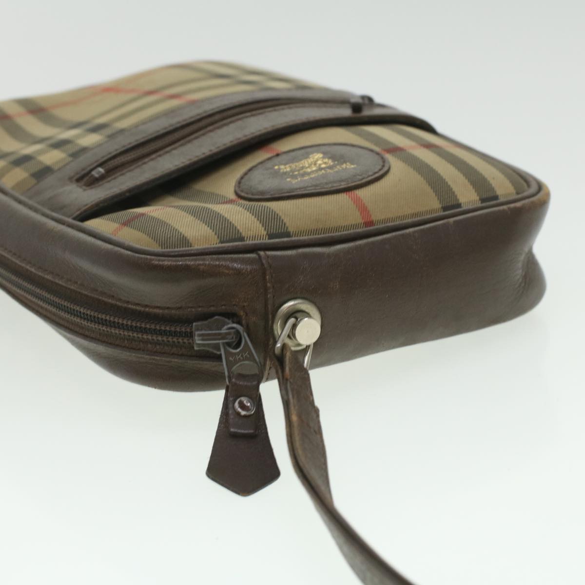 Burberrys Nova Check Clutch Bag Canvas Beige Auth ti943