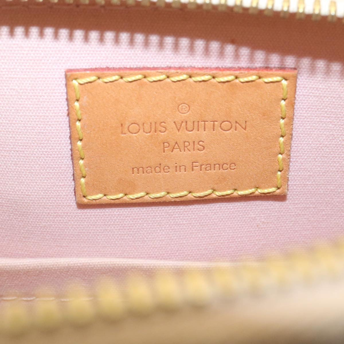 LOUIS VUITTON Vernis Rayures Alma BB Hand Bag 2way Beige Pink M90970 Auth ai678M