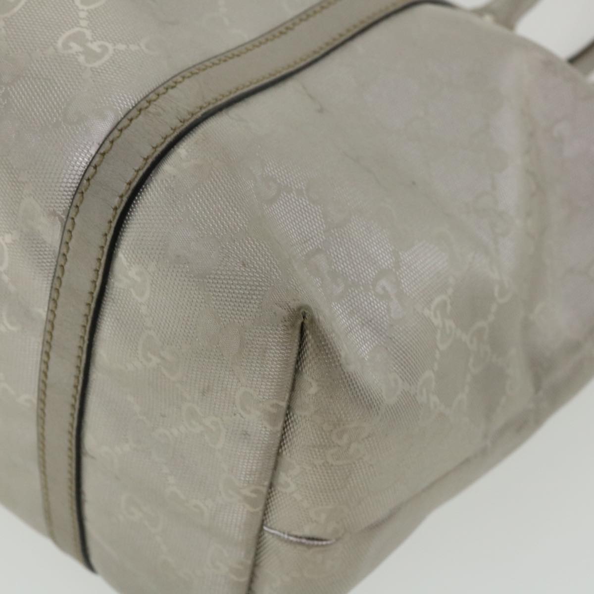 GUCCI GG Canvas Shoulder Bag Silver 197953 Auth ai689