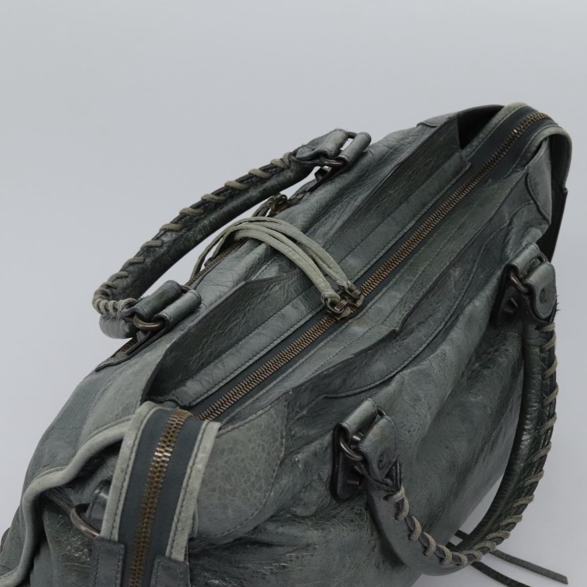 BALENCIAGA The City Hand Bag Leather 2way Gray 115748 Auth TR14