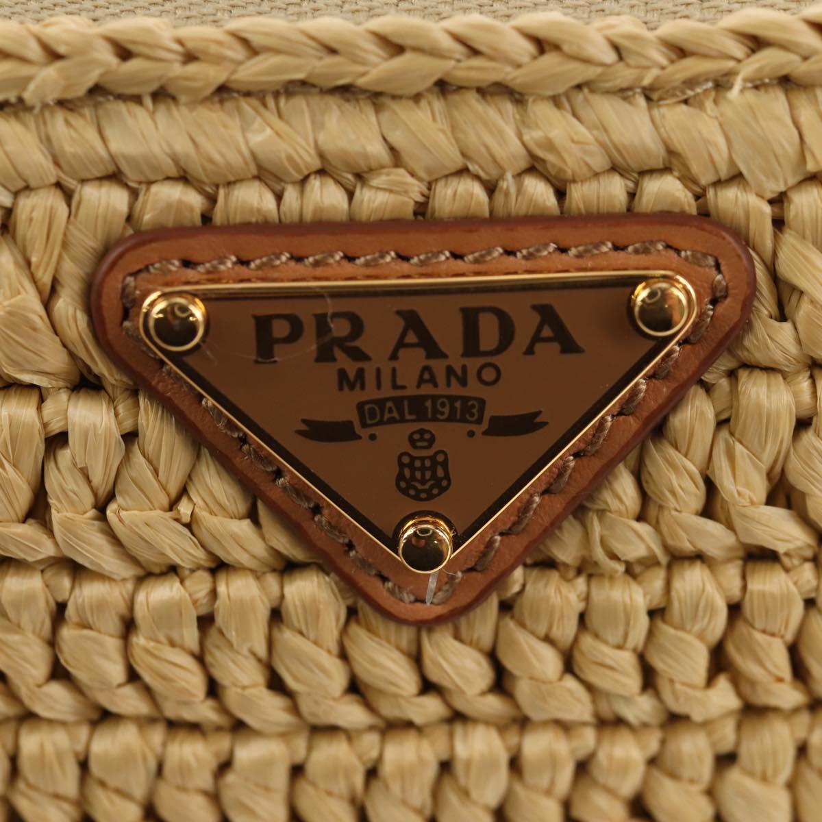 PRADA Shoulder Bag Raffia Leather 2way Beige Brown Auth TR154