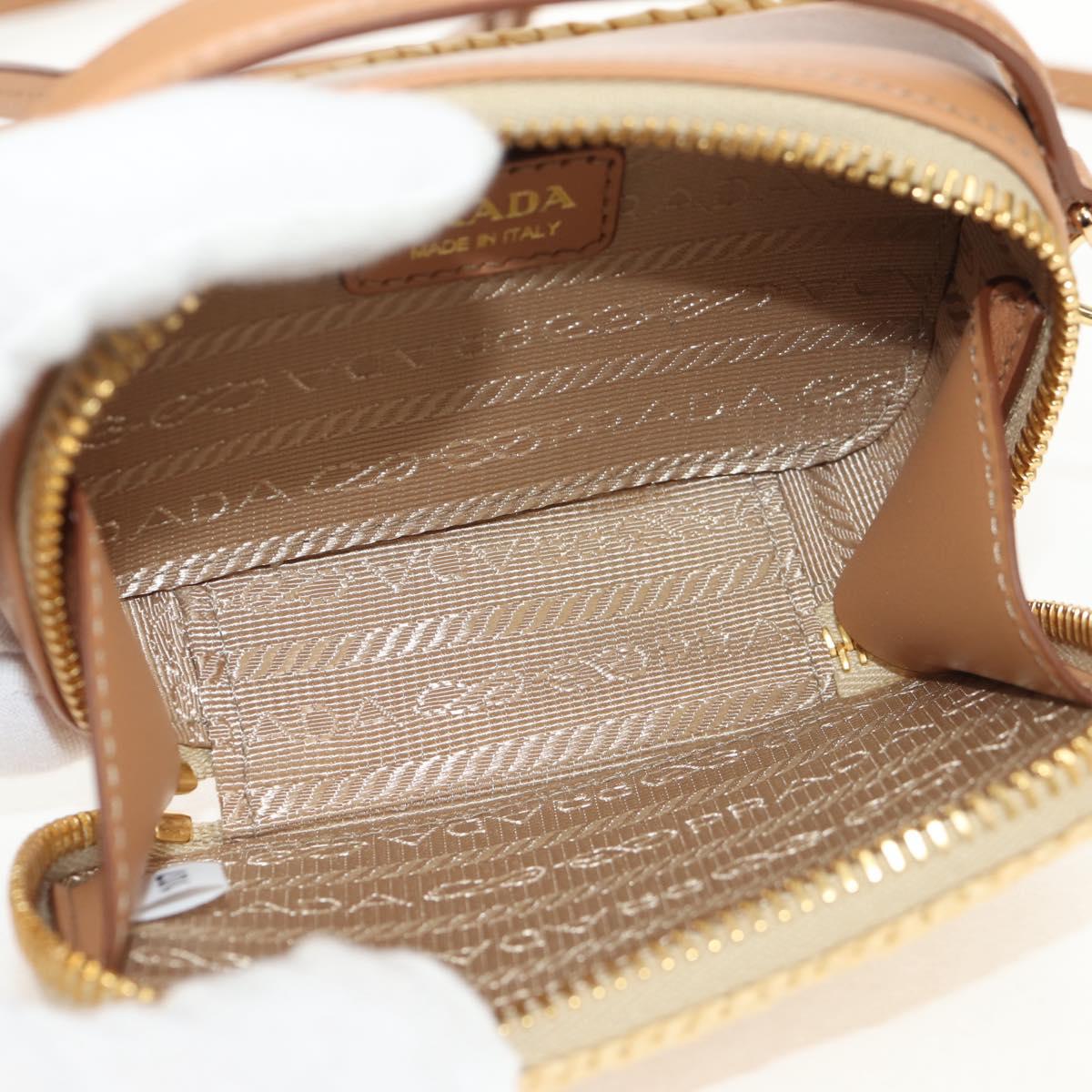 PRADA Shoulder Bag Raffia Leather 2way Beige Brown Auth TR154
