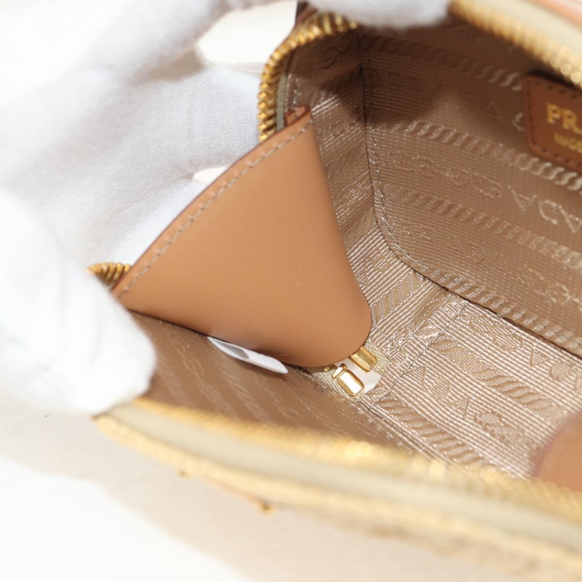 PRADA Shoulder Bag Raffia Leather 2way Beige Brown Auth TR154