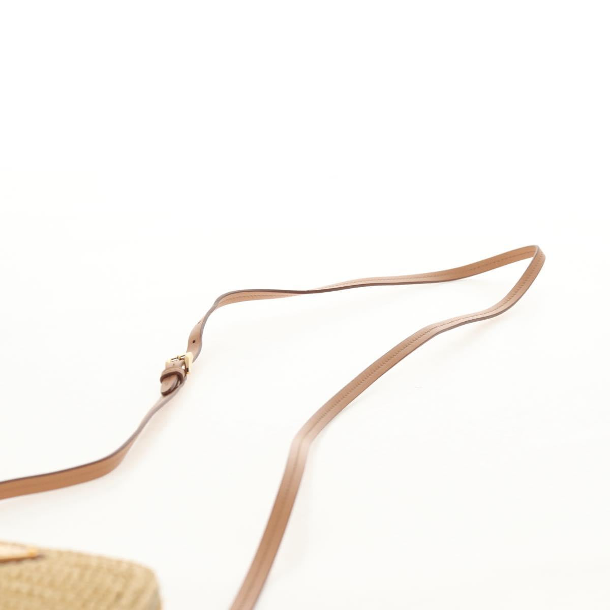 PRADA Shoulder Bag Raffia Leather 2way Beige Brown Auth TR154
