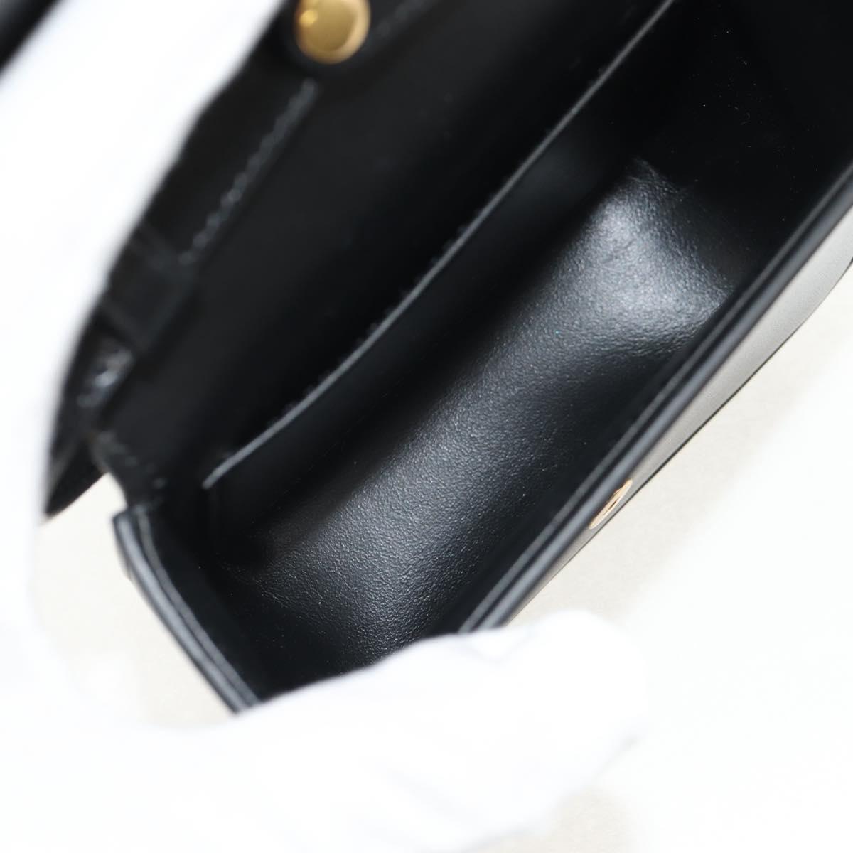CELINE Mini Triomphe Shoulder Bag Leather Black Gold Auth TR156