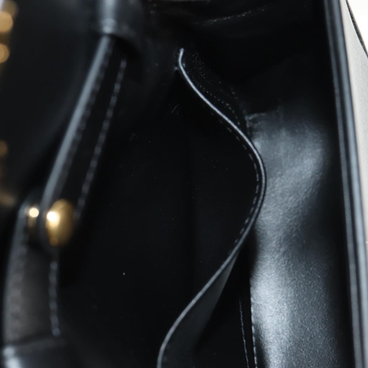 CELINE Mini Triomphe Shoulder Bag Leather Black Gold Auth TR156