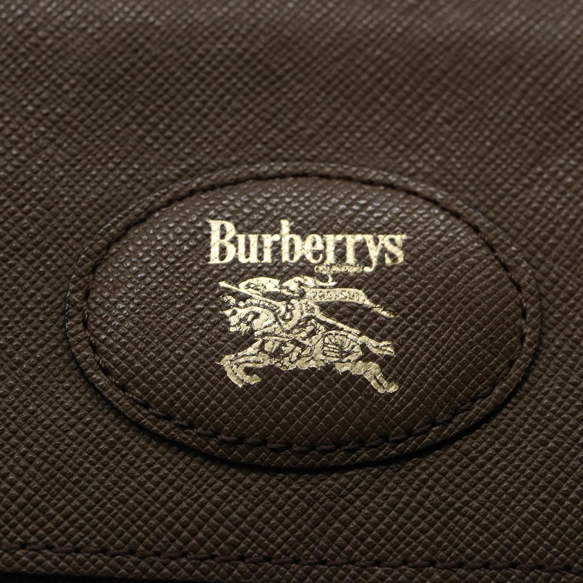 Burberrys Nova Check Clutch Bag Nylon Brown Auth uy152