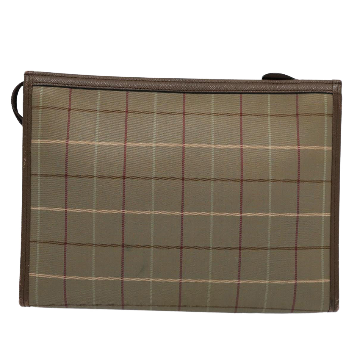 Burberrys Nova Check Clutch Bag Nylon Brown Auth uy152