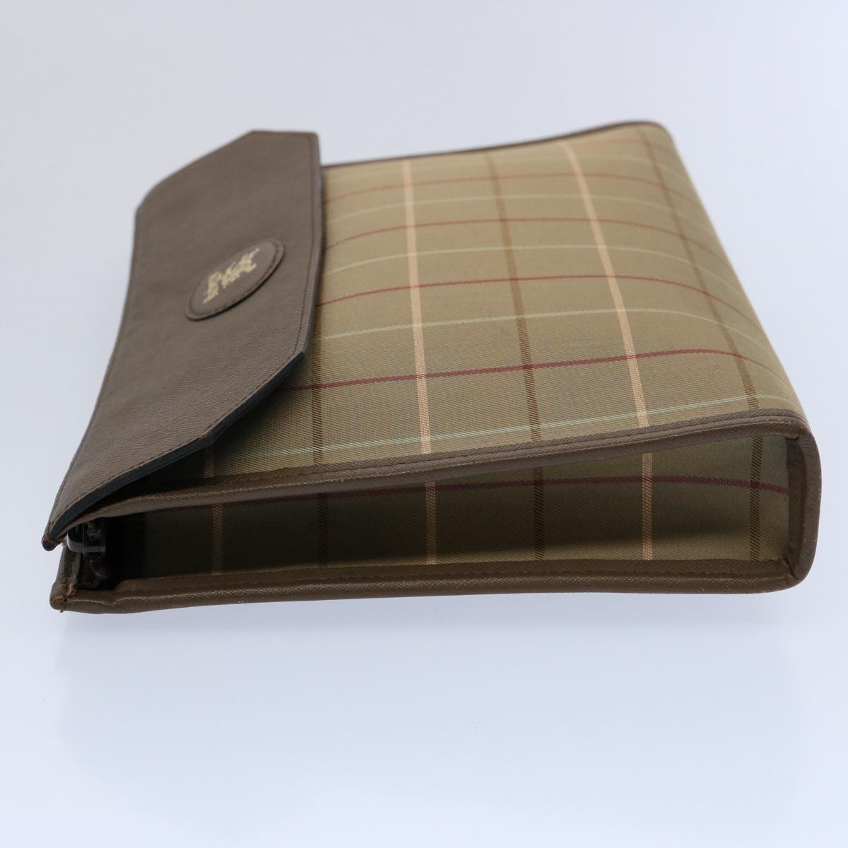 Burberrys Nova Check Clutch Bag Nylon Brown Auth uy152