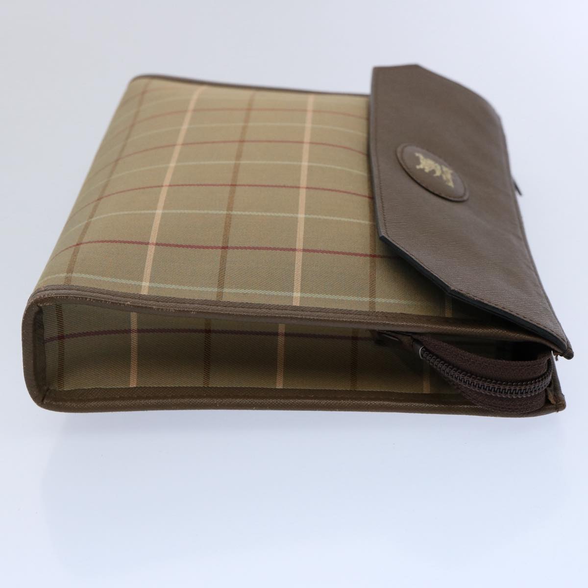 Burberrys Nova Check Clutch Bag Nylon Brown Auth uy152