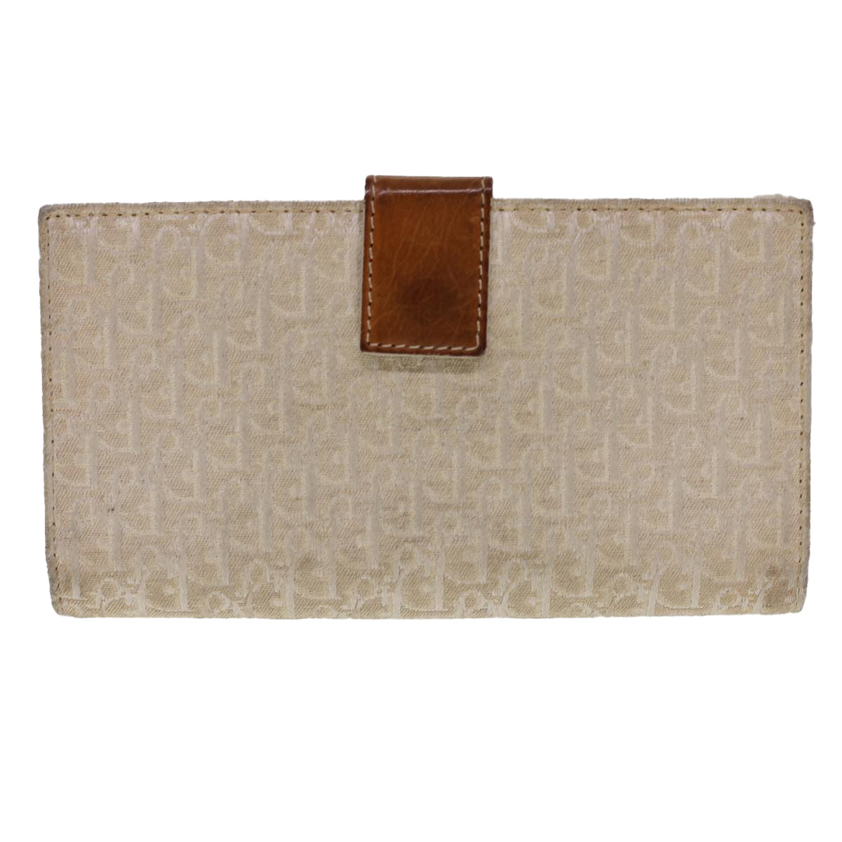 Christian Dior Trotter Canvas Long Wallet Beige 02-LU-0067 Auth yb069