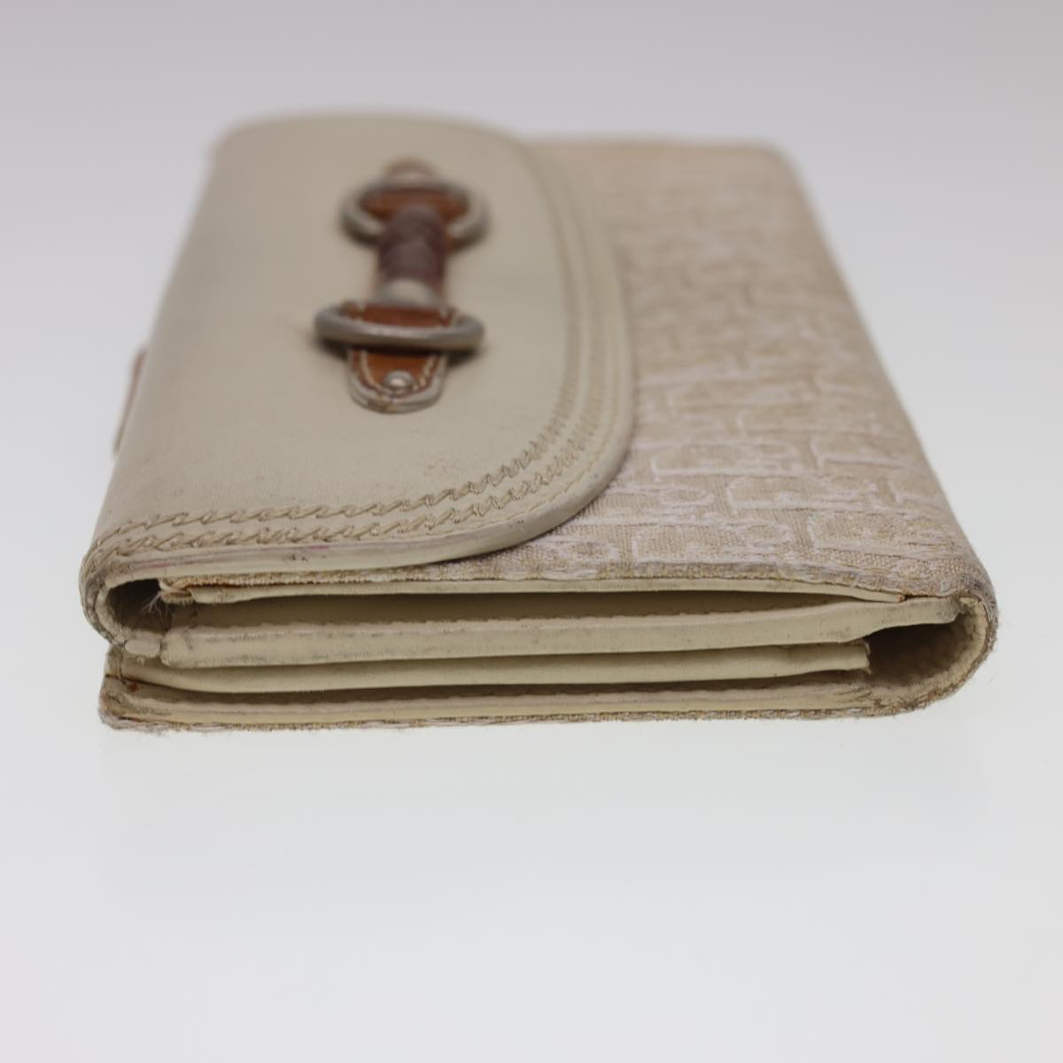 Christian Dior Trotter Canvas Long Wallet Beige 02-LU-0067 Auth yb069