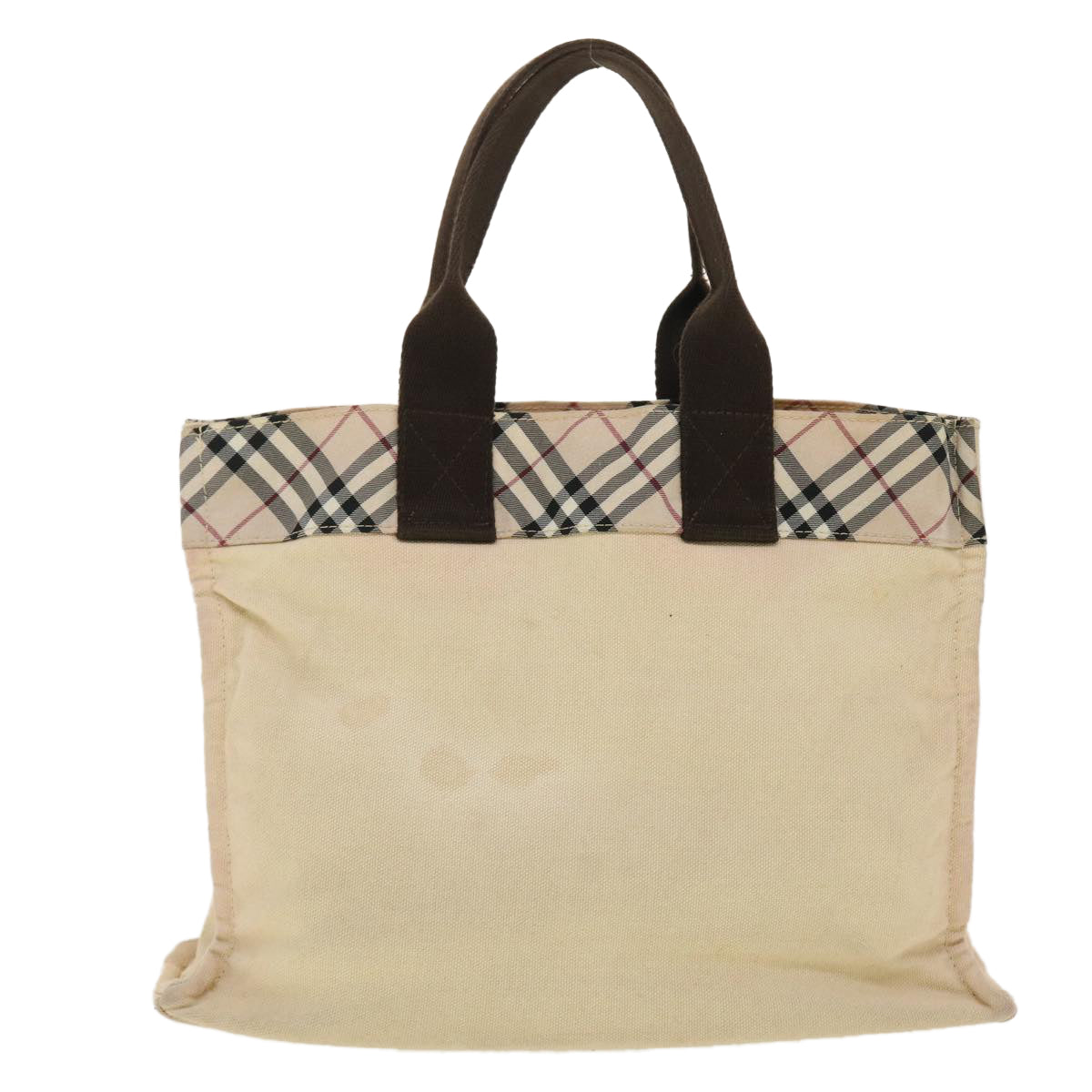 BURBERRY Nova Check Blue Label Tote Bag Canvas Beige Auth yb078