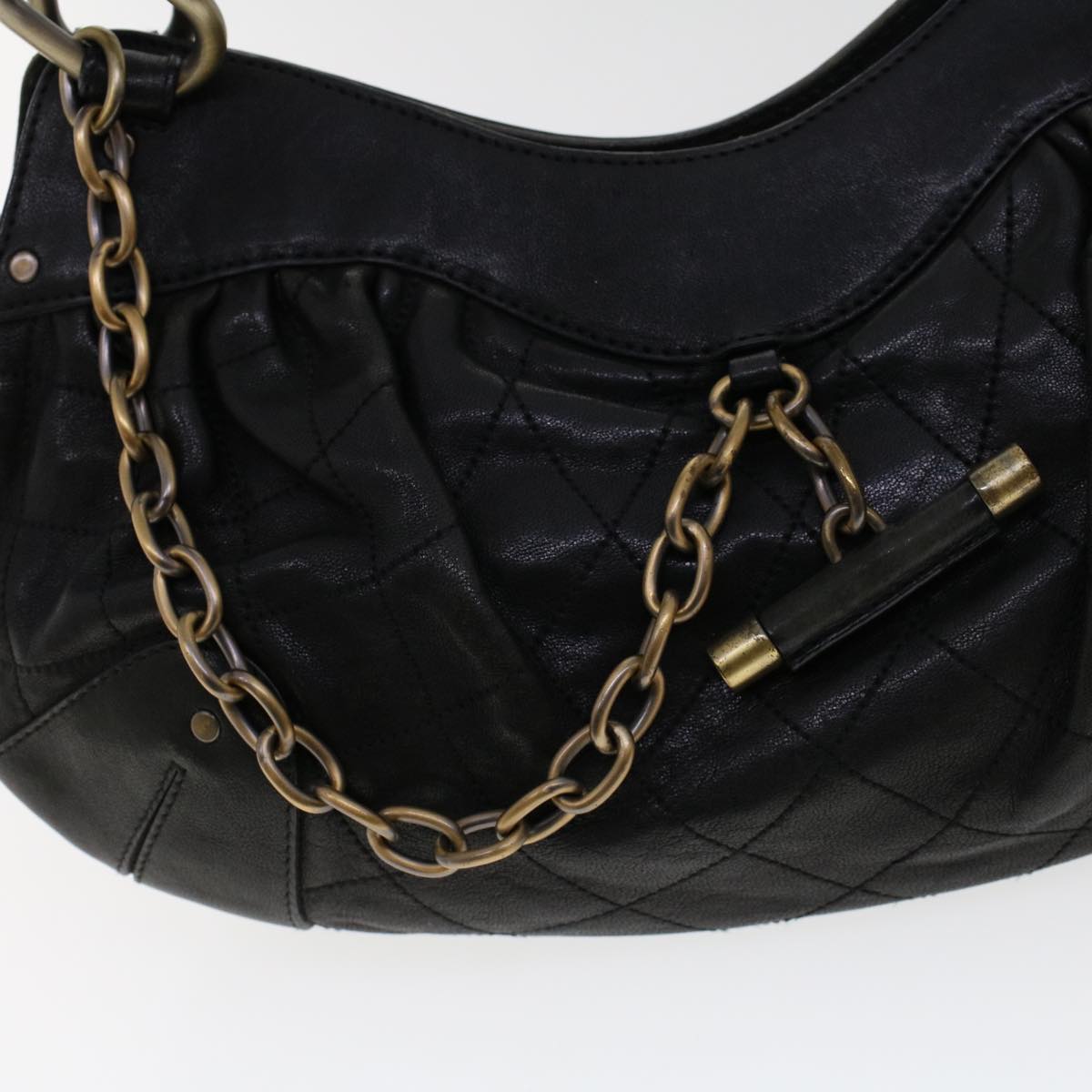 BALLY Shoulder Bag Leather Black Auth yb137