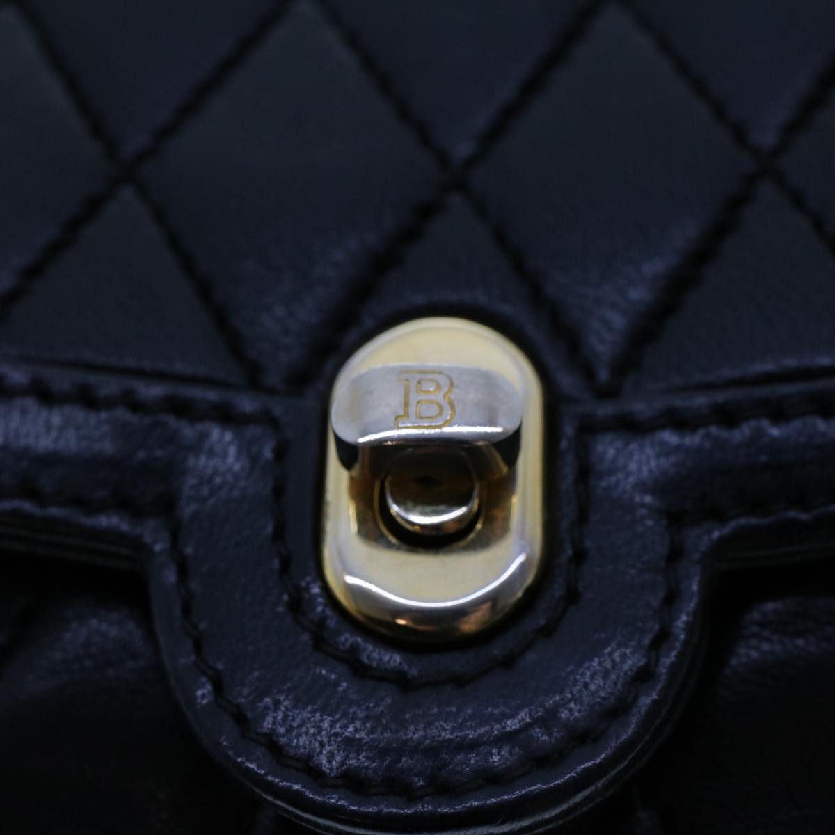 BALLY Chain Shoulder Bag Leather Black Auth yb231