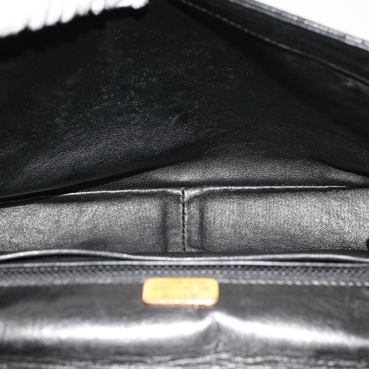 BALLY Chain Shoulder Bag Leather Black Auth yb231