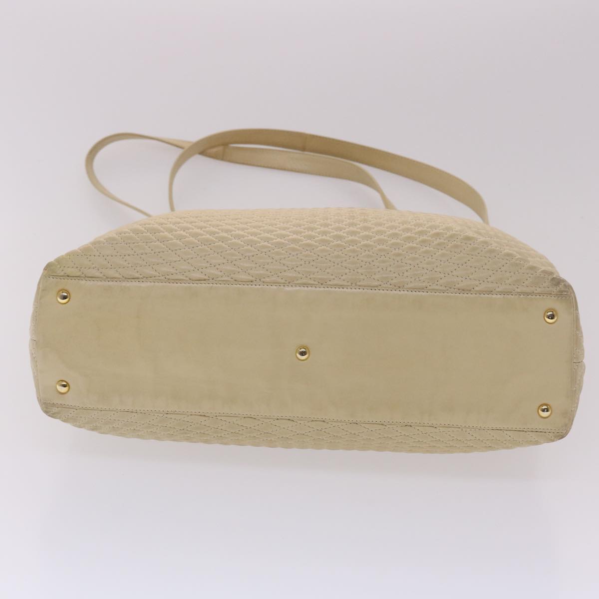 BALLY Quilted Shoulder Bag Leather Beige Auth yb275