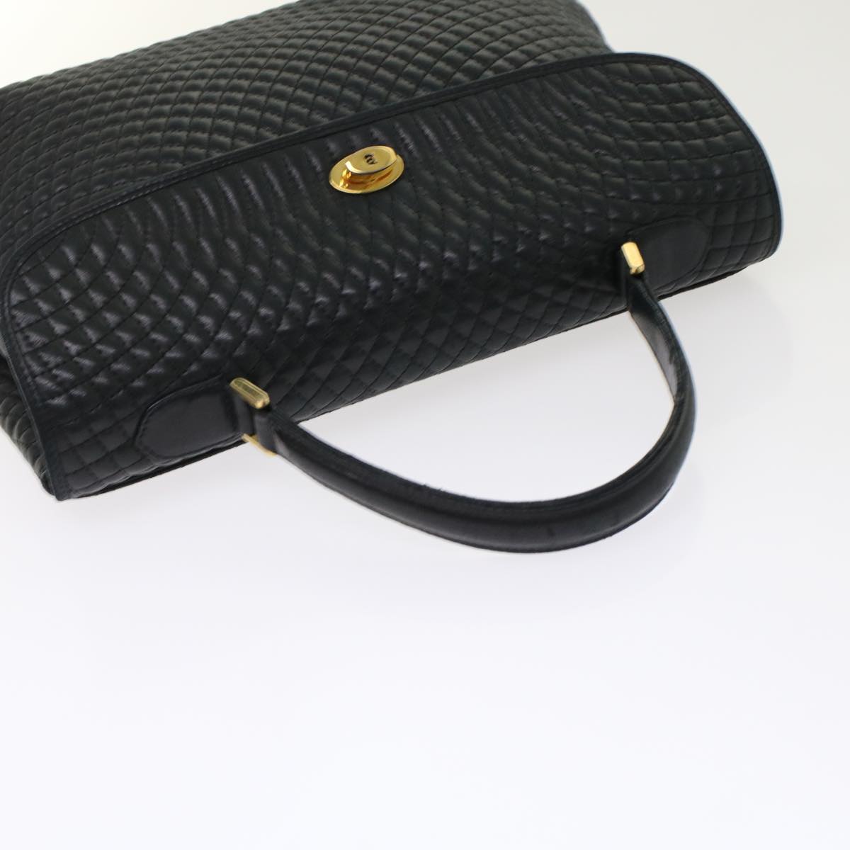 BALLY Hand Bag Leather Black Auth yb282