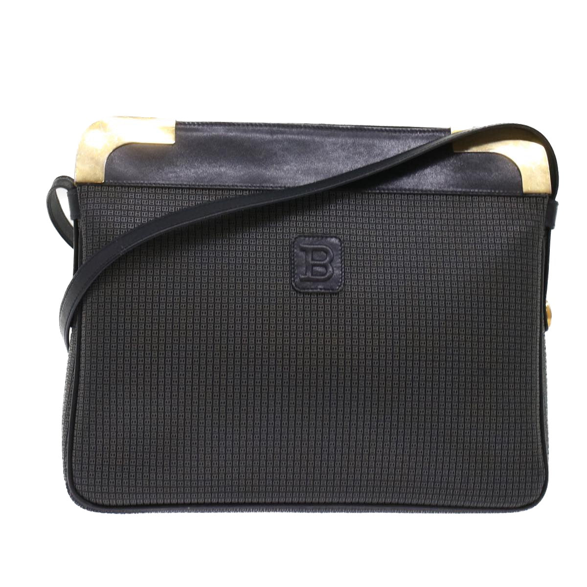 BALLY Shoulder Bag PVC Leather Black Auth yb283