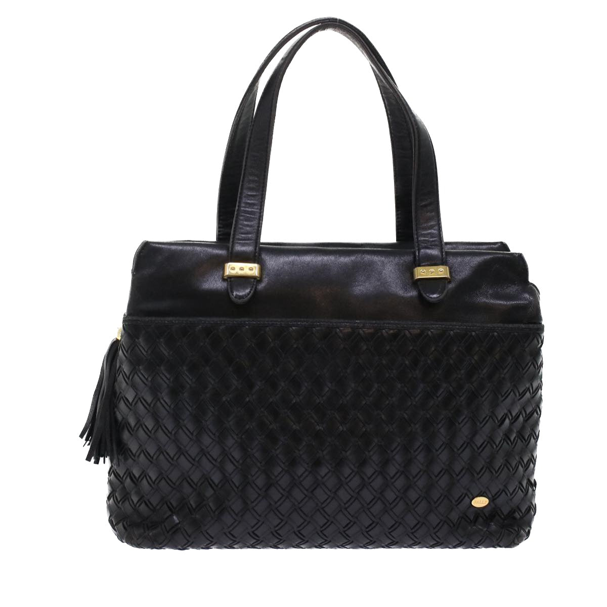 BALLY Hand Bag Leather Black Auth yb284