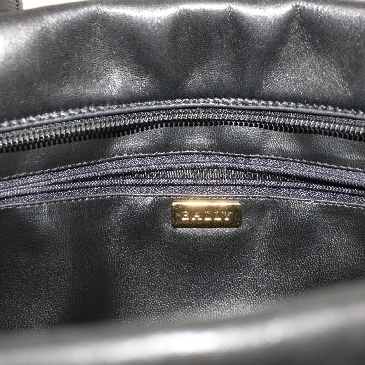 BALLY Hand Bag Leather Black Auth yb284