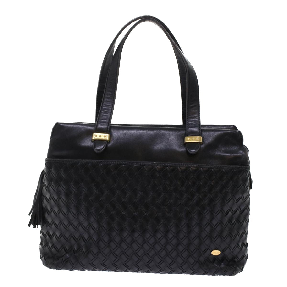 BALLY Hand Bag Leather Black Auth yb284