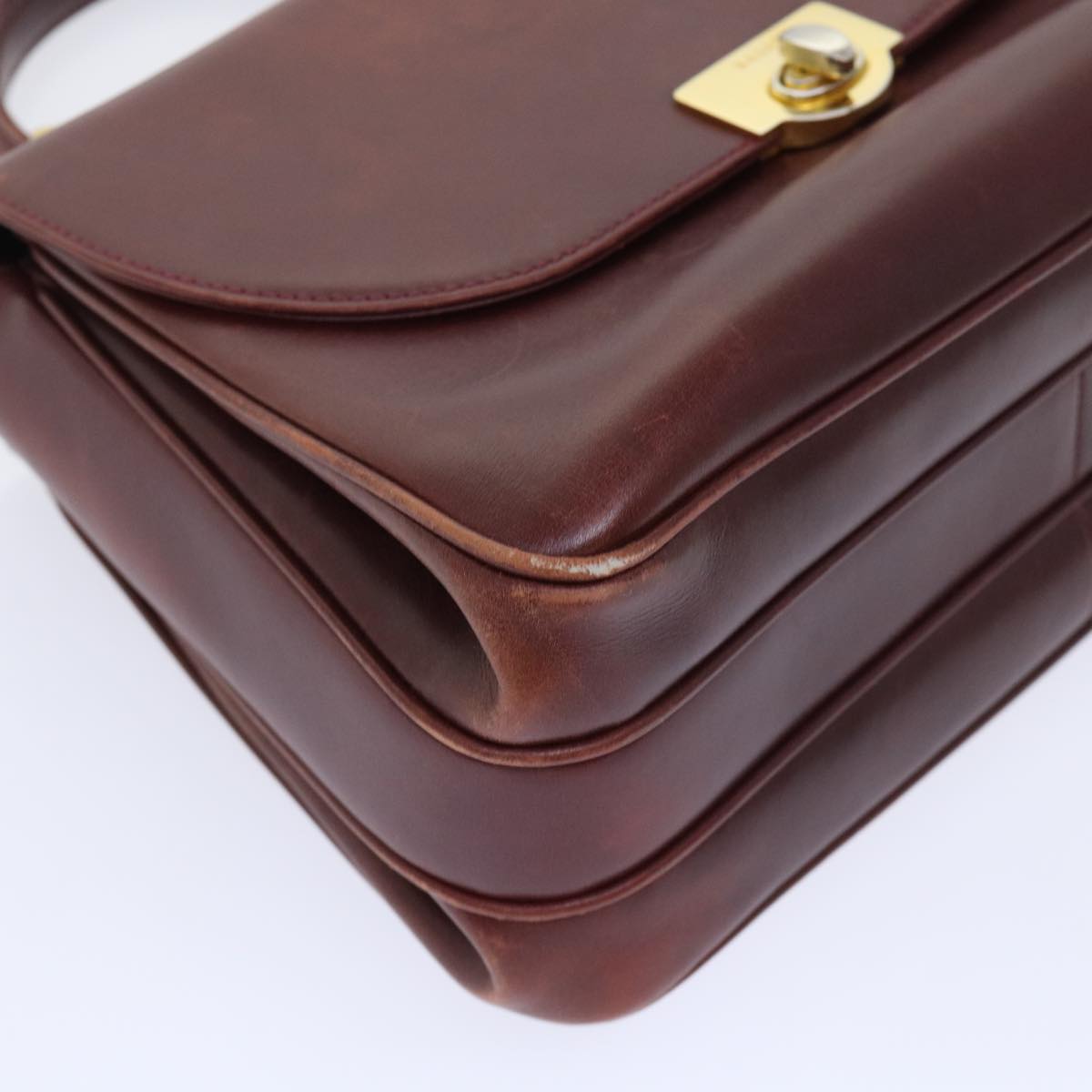 BALLY Hand Bag Leather Brown Auth yb293