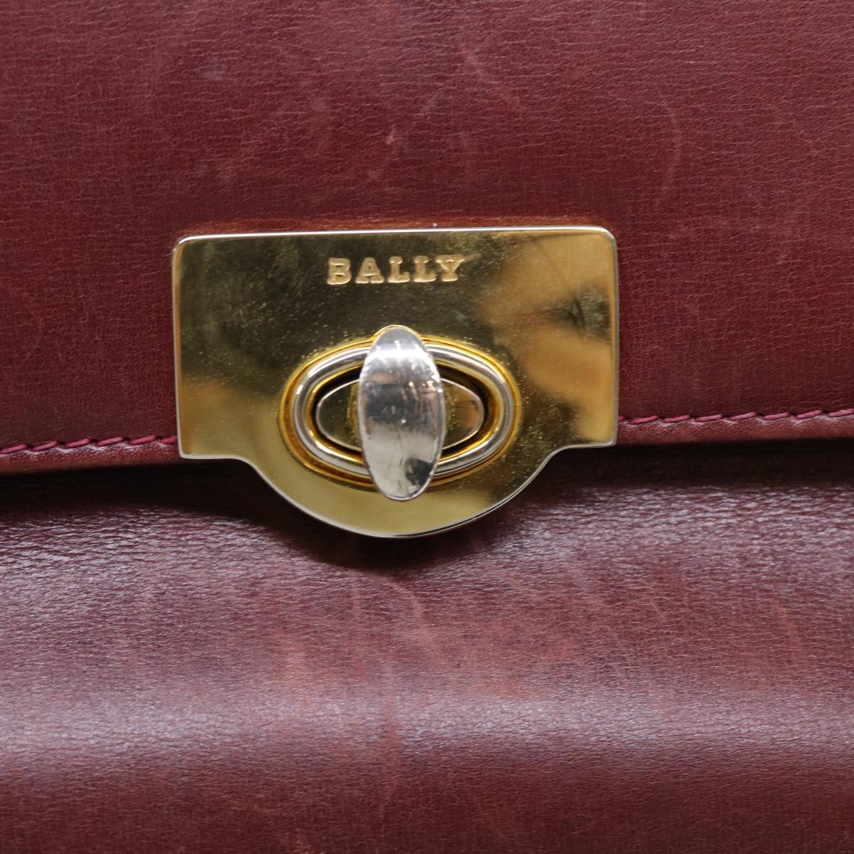 BALLY Hand Bag Leather Brown Auth yb293