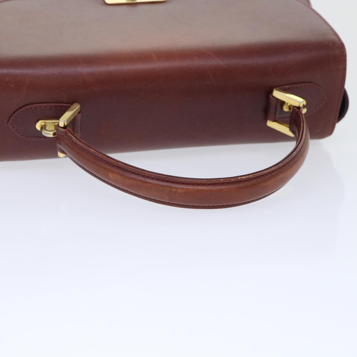 BALLY Hand Bag Leather Brown Auth yb293