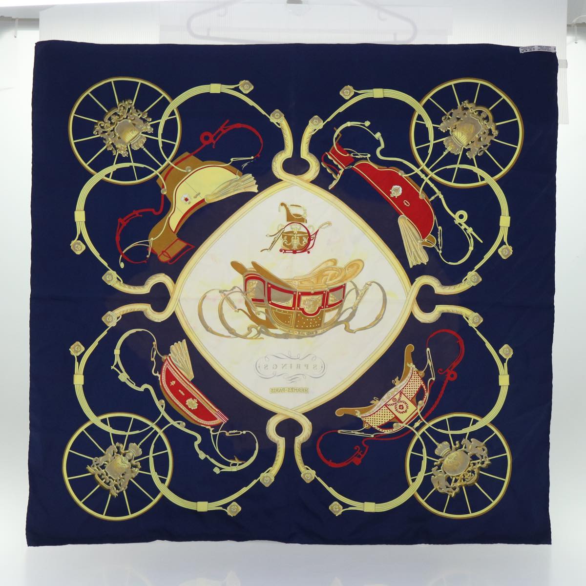 HERMES Carre 90 SPRINGS Scarf Silk Navy Auth yb299