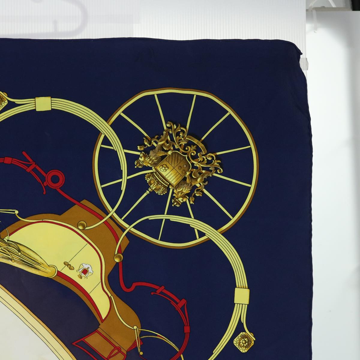 HERMES Carre 90 SPRINGS Scarf Silk Navy Auth yb299