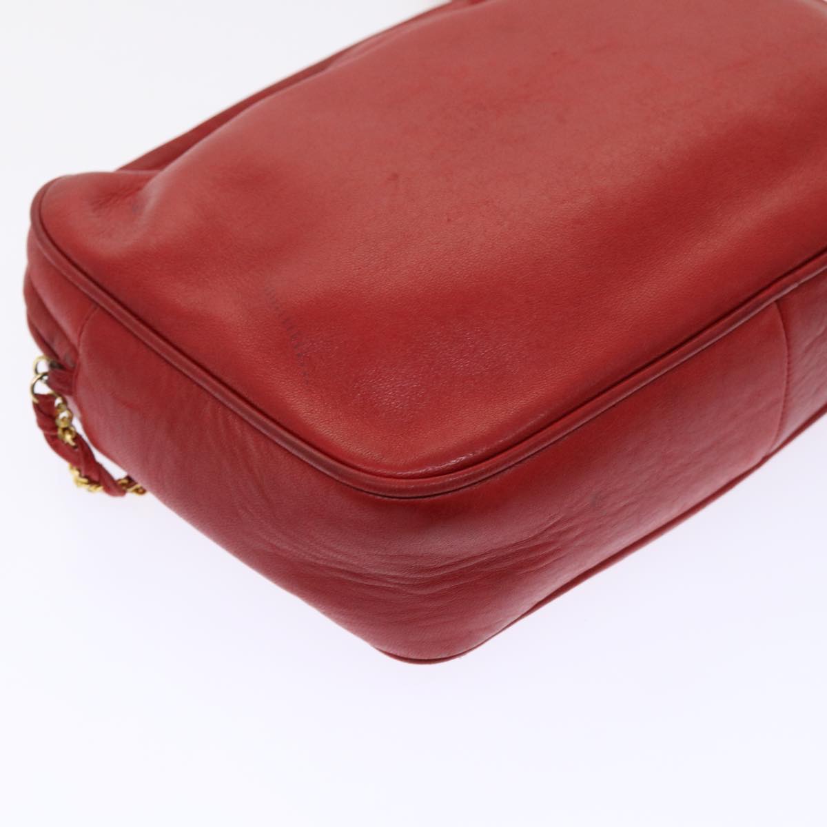 BALLY Chain Shoulder Bag Leather Red Auth yb317