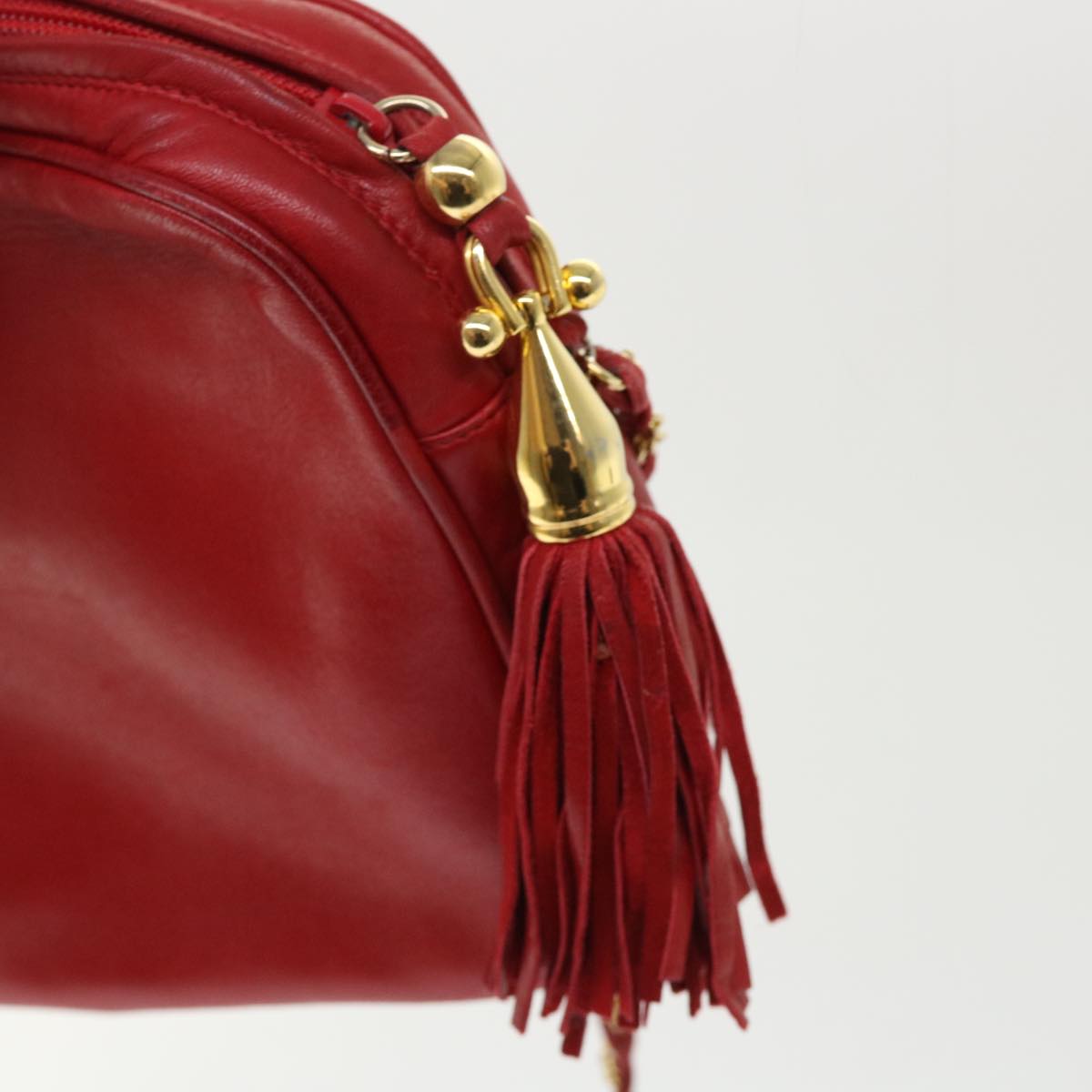 BALLY Chain Shoulder Bag Leather Red Auth yb317