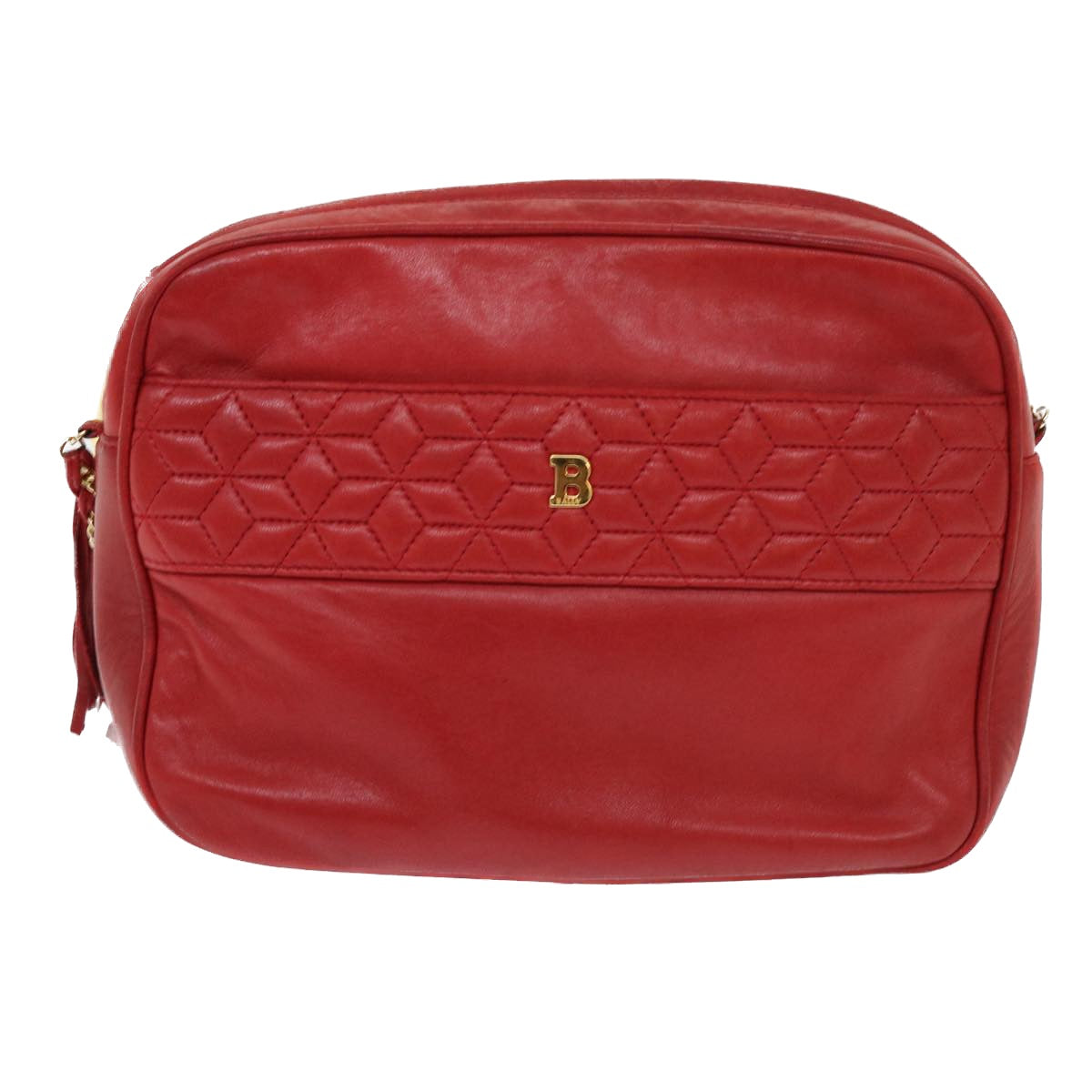 BALLY Chain Shoulder Bag Leather Red Auth yb317