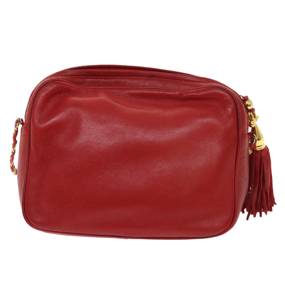 BALLY Chain Shoulder Bag Leather Red Auth yb317