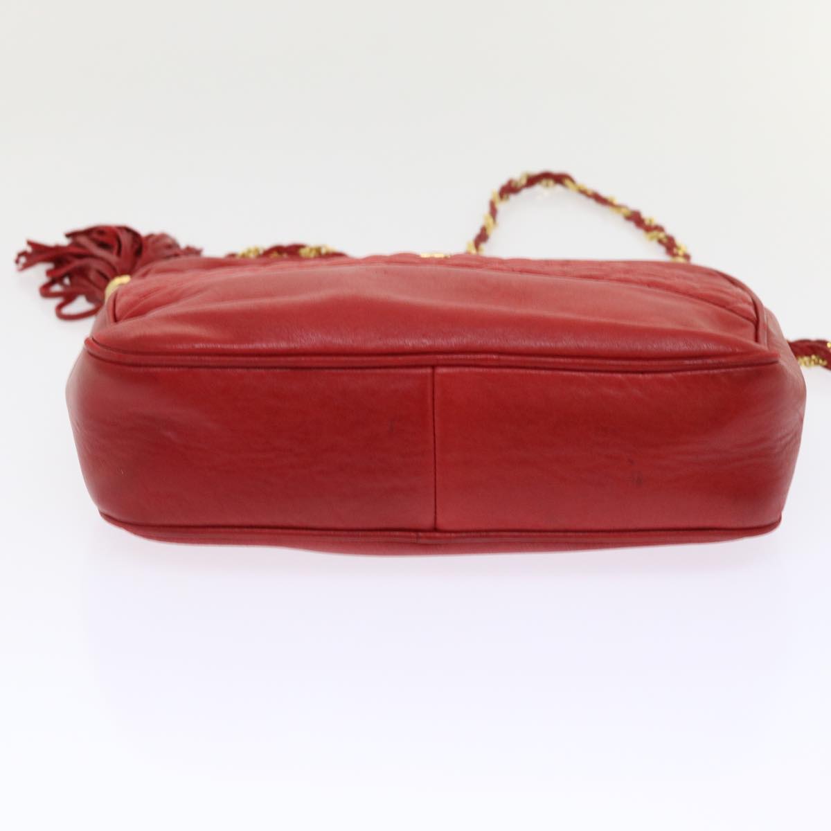 BALLY Chain Shoulder Bag Leather Red Auth yb317