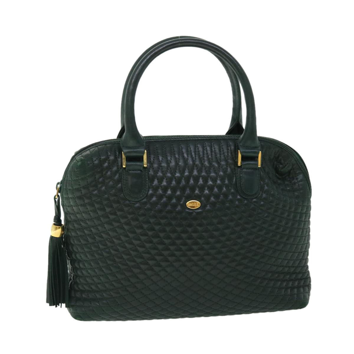 BALLY Hand Bag Leather Green Auth yb354