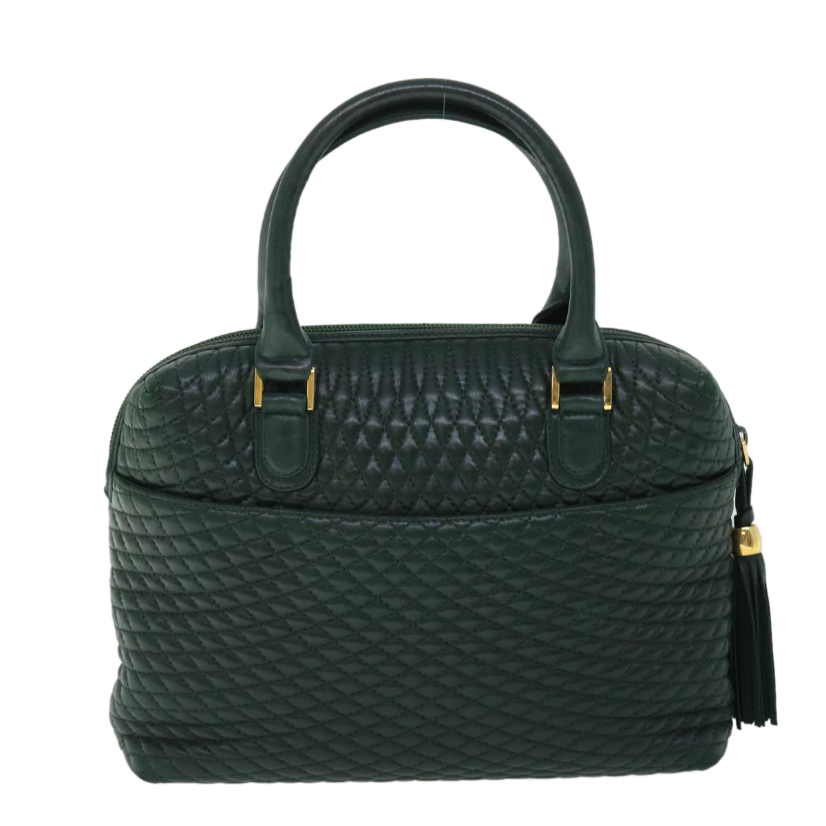 BALLY Hand Bag Leather Green Auth yb354