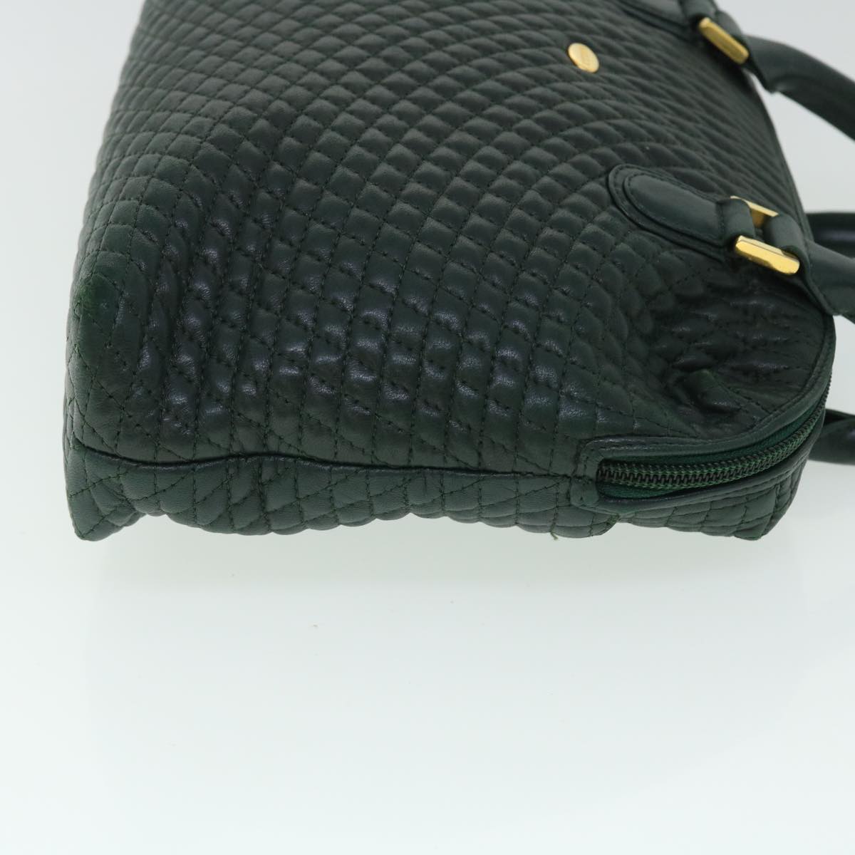 BALLY Hand Bag Leather Green Auth yb354