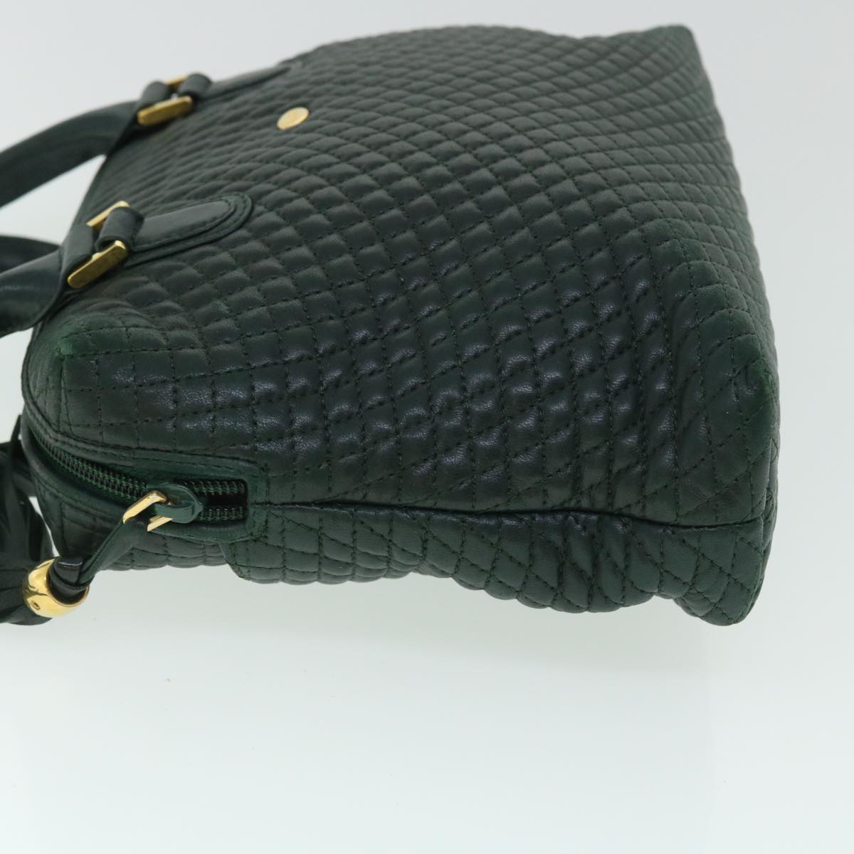 BALLY Hand Bag Leather Green Auth yb354