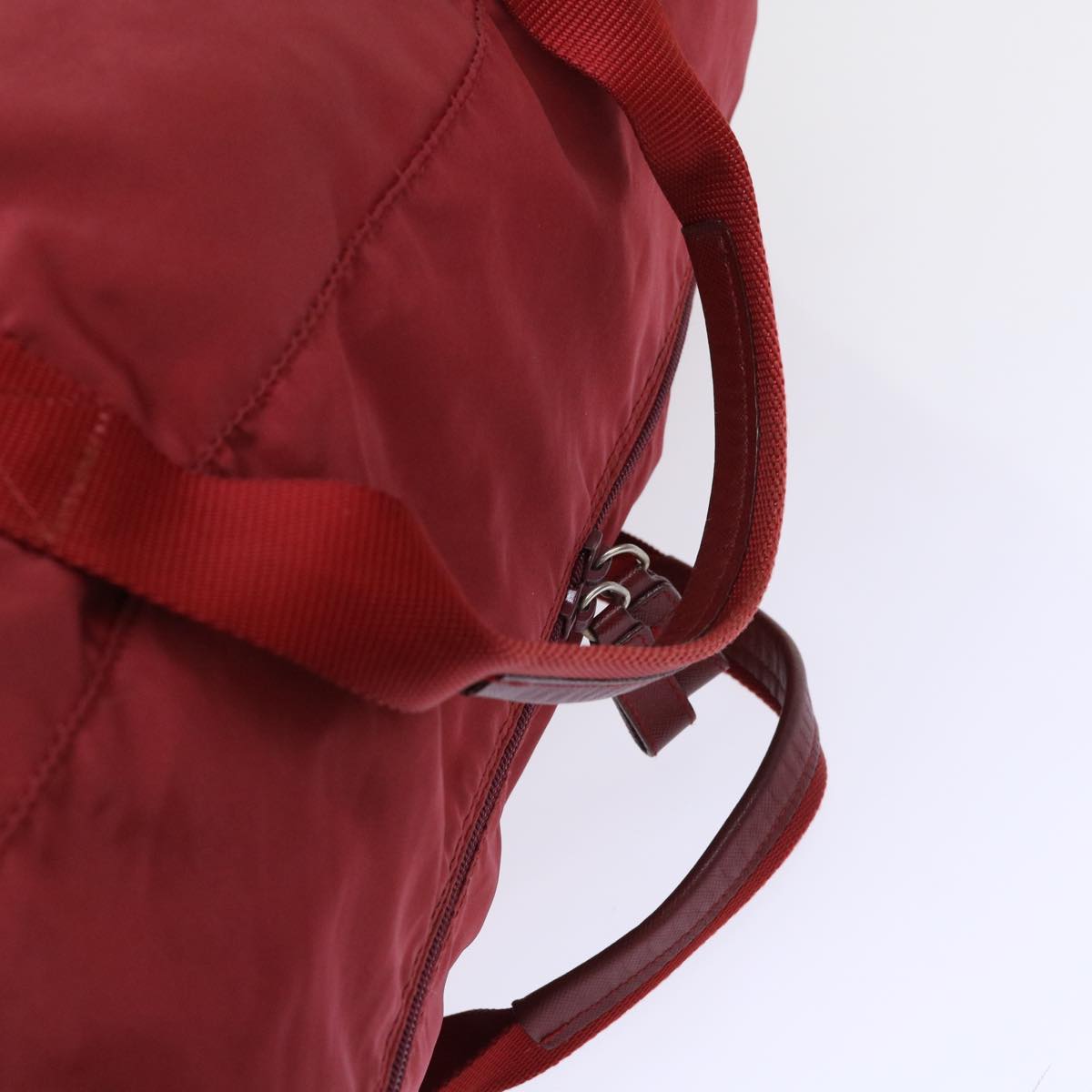 PRADA Boston Bag Nylon Red Auth yb360