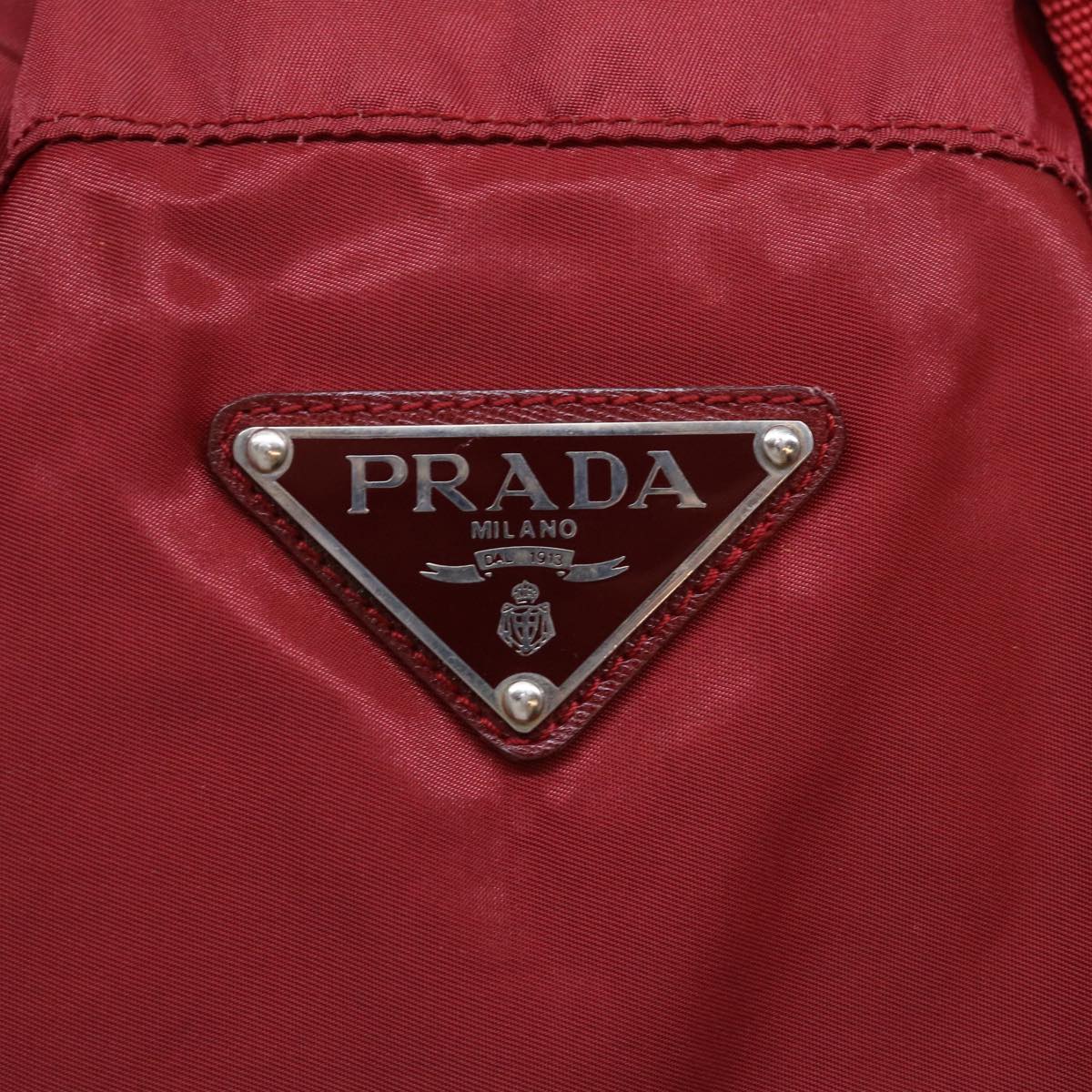 PRADA Boston Bag Nylon Red Auth yb360