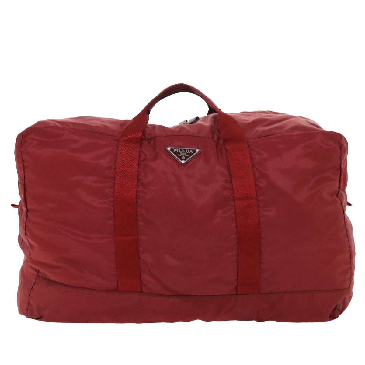 PRADA Boston Bag Nylon Red Auth yb360