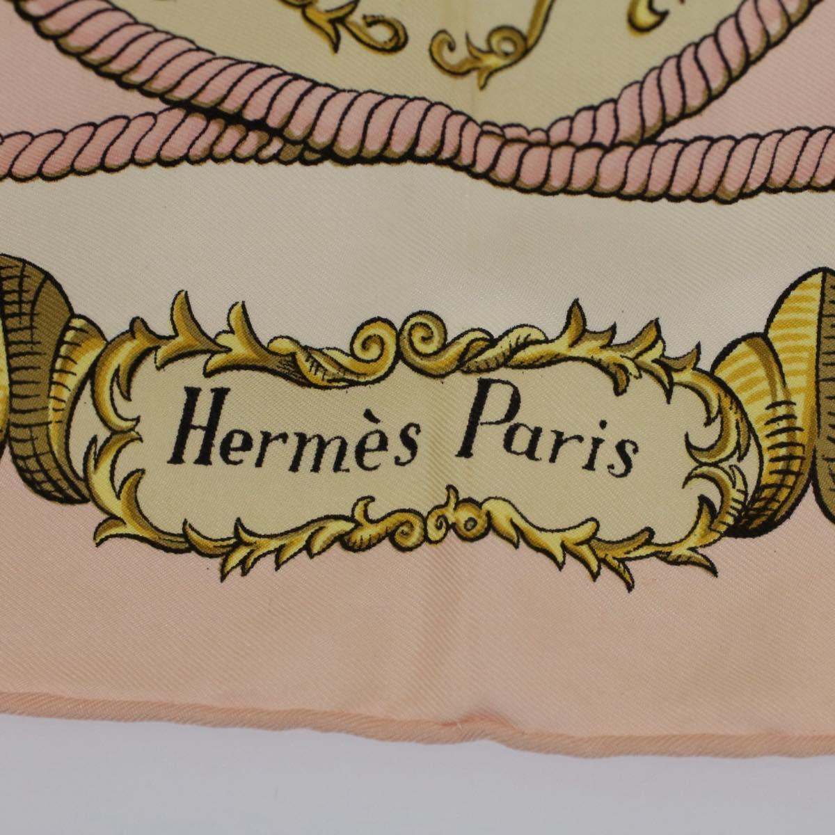 HERMES Carre 90 LVDOVICVS MAGNVS Scarf Silk Pink Auth yb392