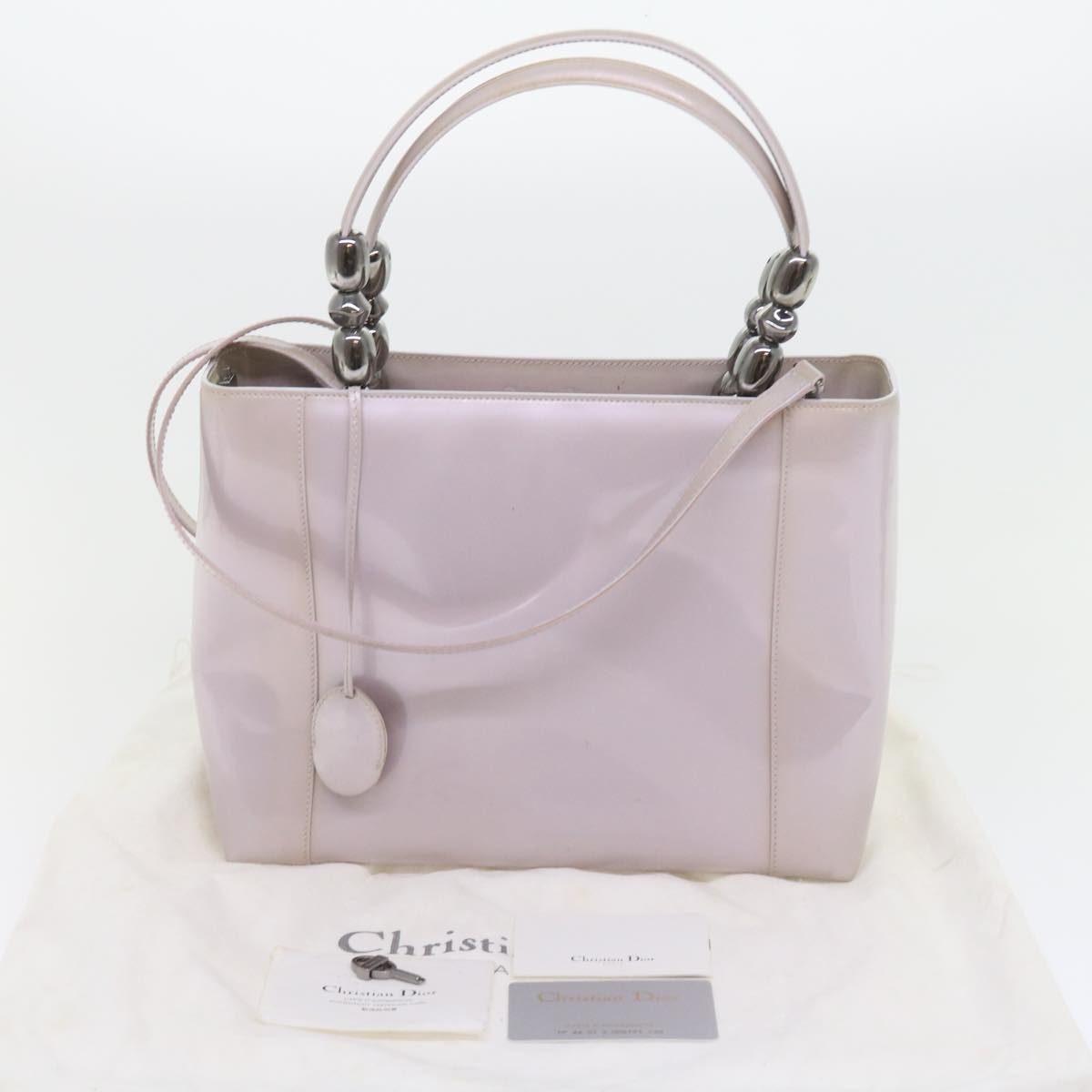 Christian Dior Maris Pearl Hand Bag Patent leather 2way Purple Auth yb410